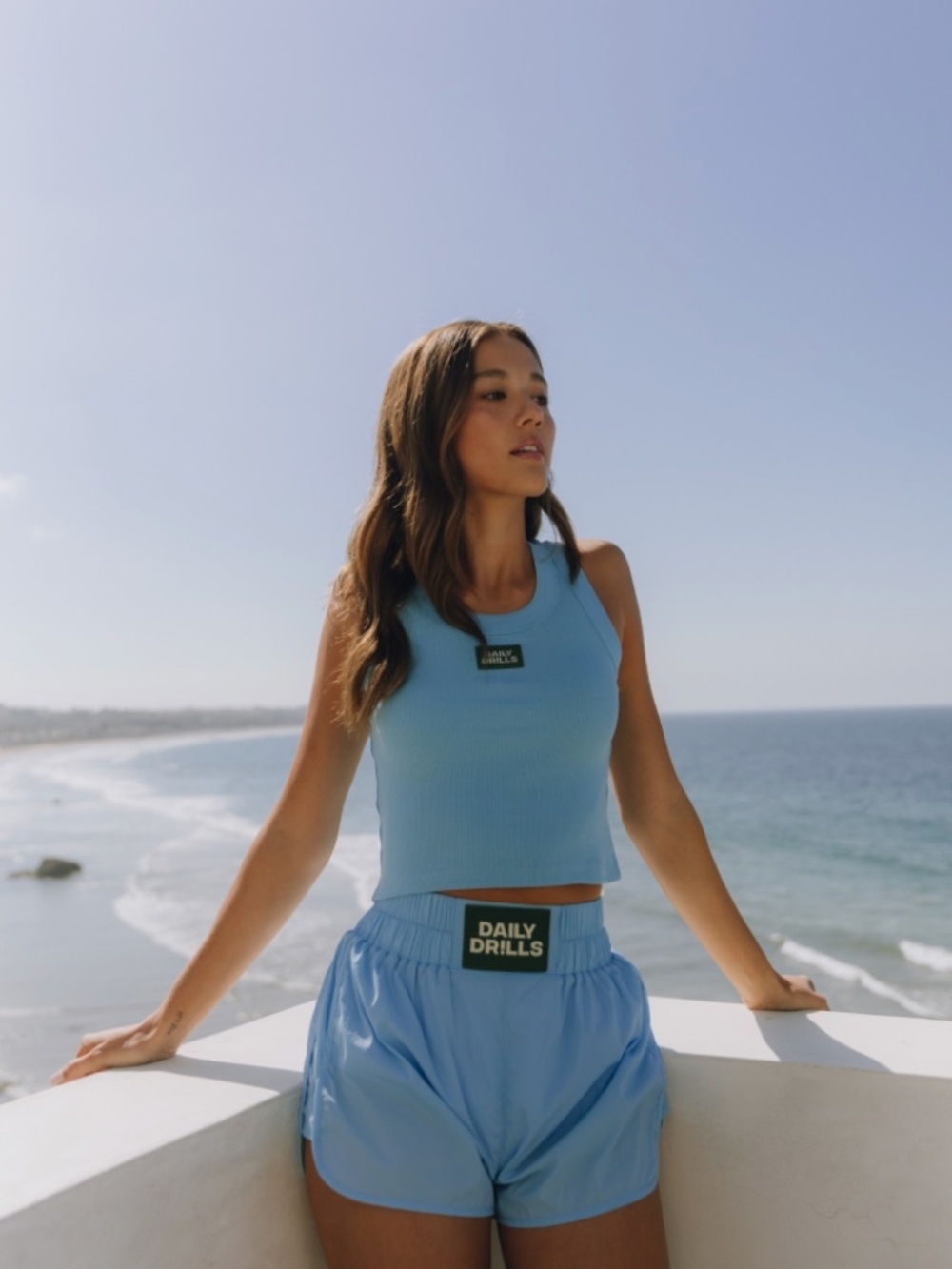 Daily Drills Logo Ribbed Tank in Malibu